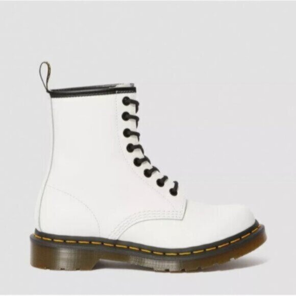 Dr Martens 1460 WOMEN'S SMOOTH LEATHER LACE UP BOOTS White Sz 5 NEW - Picture 3 of 9